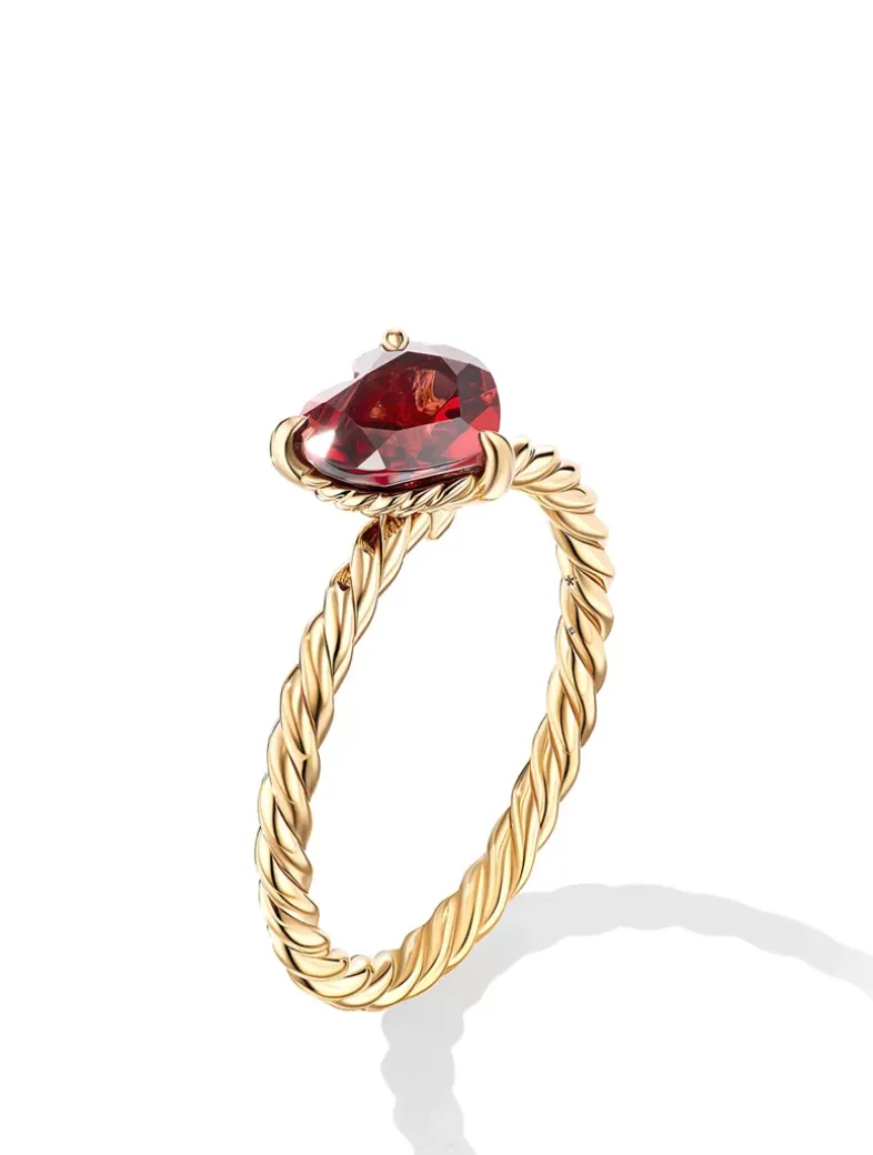 Chatelaine® Heart Ring In 18k Yellow Gold With Garnet