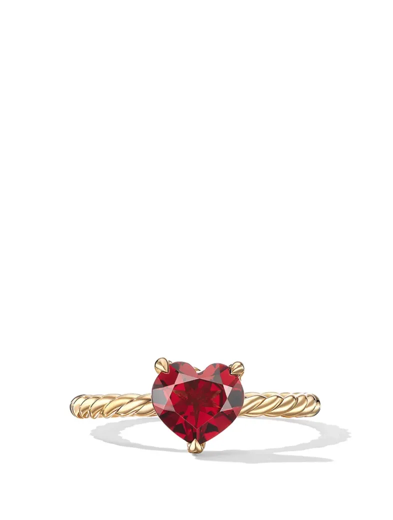 Chatelaine® Heart Ring In 18k Yellow Gold With Garnet