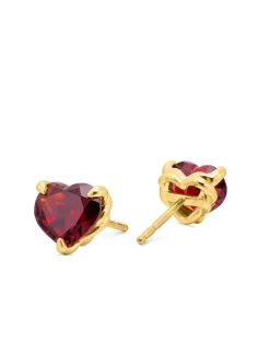 Chatelaine® Heart Stud Earrings In 18k Yellow Gold With Garnet, 8mm