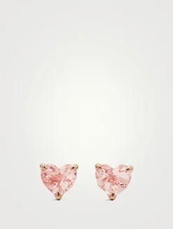 Chatelaine® Heart Stud Earrings In 18k Rose Gold With Morganite, 8mm