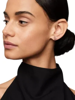 Chatelaine® Heart Stud Earrings In 18k Rose Gold With Morganite, 8mm