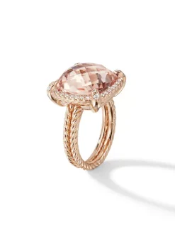 Chatelaine® Pavé Bezel Ring In 18k Rose Gold With Morganite And Diamonds