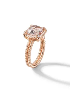 Chatelaine® Pavé Bezel Ring In 18k Rose Gold With Morganite And Diamonds