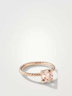 Chatelaine® Ring In 18k Rose Gold With Morganite And Pavé Diamonds