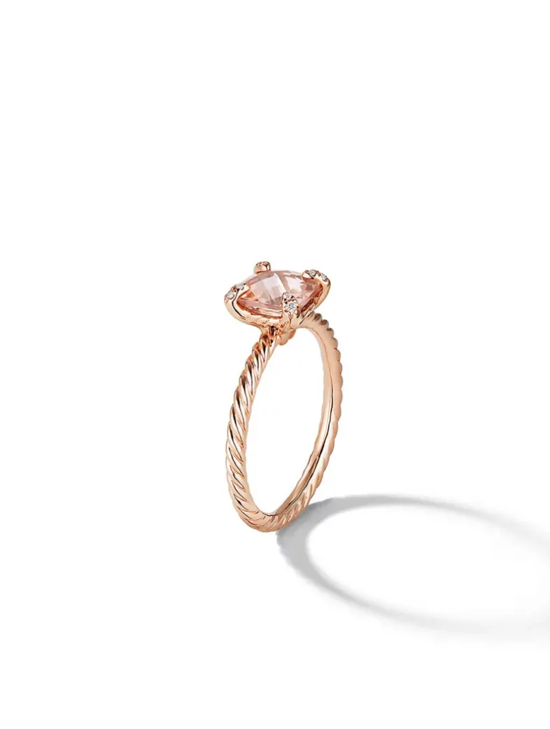 Chatelaine® Ring In 18k Rose Gold With Morganite And Pavé Diamonds
