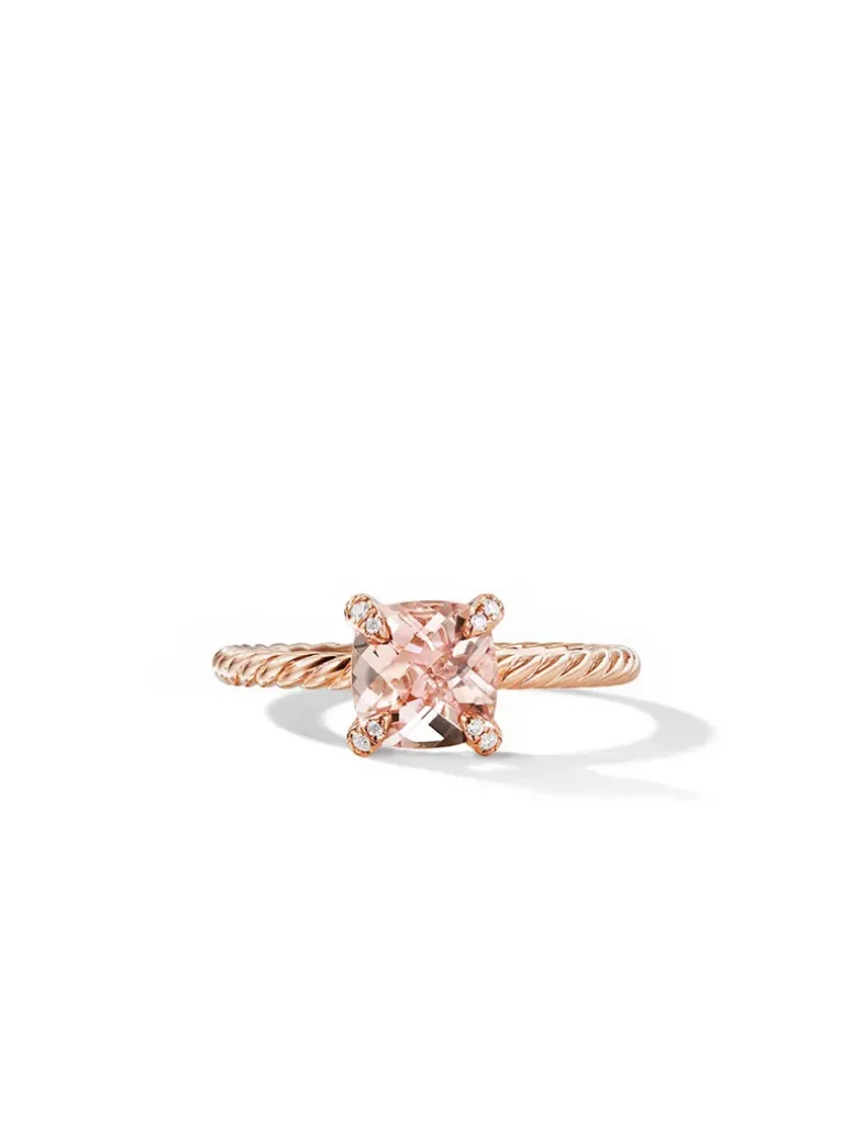 Chatelaine® Ring In 18k Rose Gold With Morganite And Pavé Diamonds