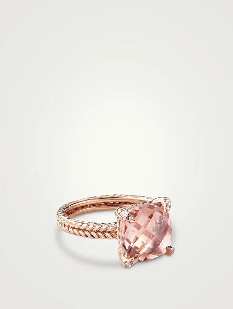 Chatelaine® Ring In 18k Rose Gold With Morganite And Pavé Diamonds