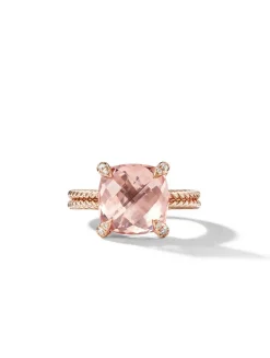 Chatelaine® Ring In 18k Rose Gold With Morganite And Pavé Diamonds