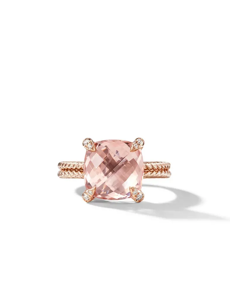 Chatelaine® Ring In 18k Rose Gold With Morganite And Pavé Diamonds