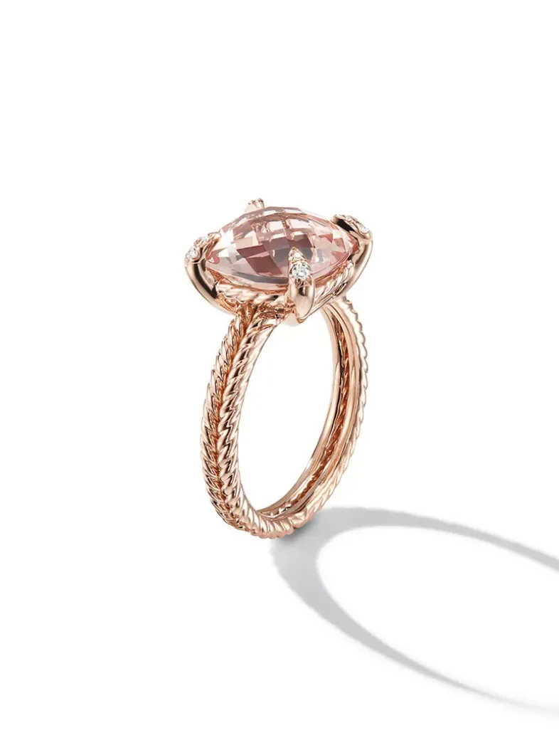 Chatelaine® Ring In 18k Rose Gold With Morganite And Pavé Diamonds