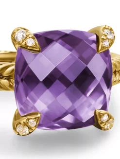 Chatelaine® Ring In 18k Yellow Gold With Garnet And Pavé Diamonds