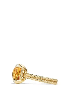 Chatelaine® Ring In 18k Yellow Gold With Garnet And Pavé Diamonds