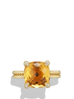 Chatelaine® Ring In 18k Yellow Gold With Hampton Blue Topaz And Diamonds, 11mm