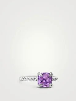 Chatelaine® Ring In Sterling Silver With Amethyst And Diamonds, 8mm