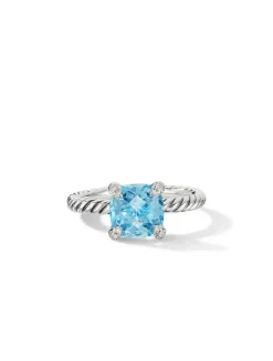 Chatelaine® Ring In Sterling Silver With Amethyst And Diamonds, 8mm