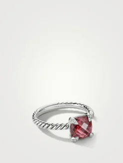 Chatelaine® Ring In Sterling Silver With Rhodolite Garnet And Pavé Diamonds
