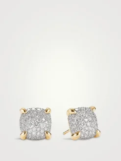 Chatelaine® Stud Earrings In 18k Yellow Gold With Pavé Diamonds
