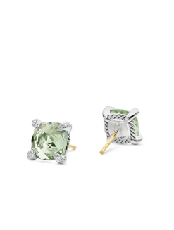 Chatelaine® Stud Earrings In Sterling Silver With Black Onyx And Diamonds, 9mm