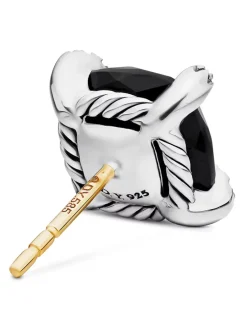 Chatelaine® Stud Earrings In Sterling Silver With Black Onyx And Diamonds, 9mm