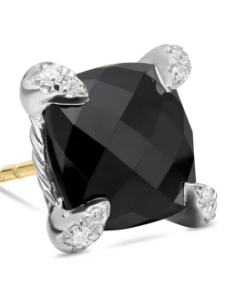 Chatelaine® Stud Earrings In Sterling Silver With Prasiolite And Diamonds, 9mm