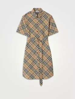 Check Cotton Shirt Dress