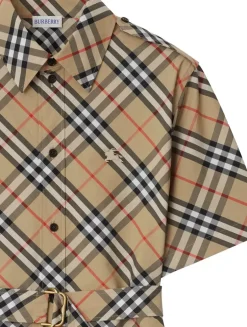 Check Cotton Shirt Dress