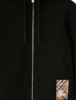 Check Label Cotton Zip Hoodie