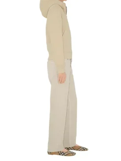 Check Label Cotton Zip Hoodie