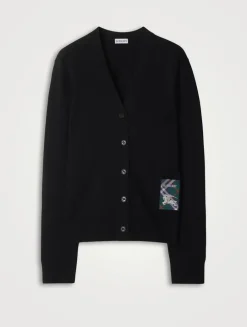 Check Label Wool Cardigan