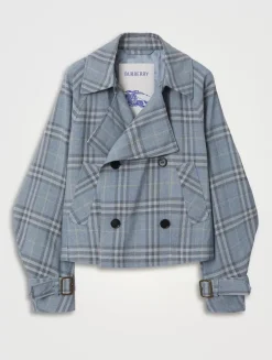 Check Silk Blend Trench Jacket