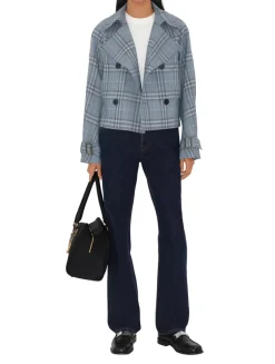 Check Silk Blend Trench Jacket