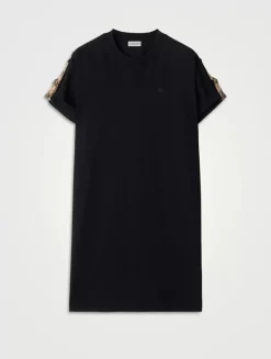 Check Trim Cotton T-shirt Dress