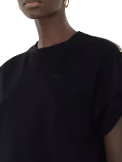 Check Trim Cotton T-shirt Dress