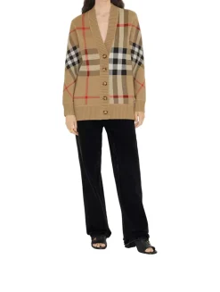 Check Wool Blend Cardigan