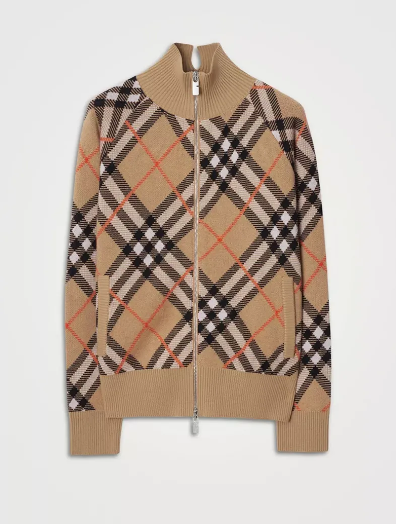 Check Wool Blend Track Jacket