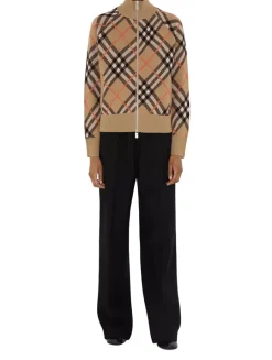 Check Wool Blend Track Jacket