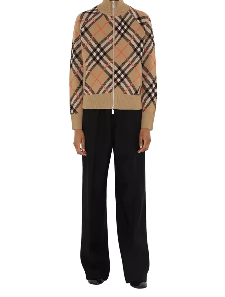 Check Wool Blend Track Jacket