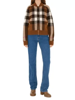 Check Wool Cashmere Bomber Jacket