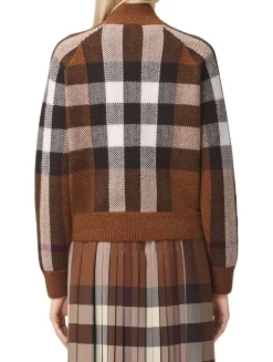 Check Wool Cashmere Bomber Jacket