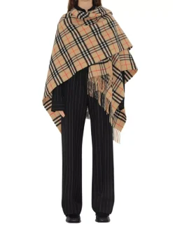 Check Wool Cashmere Cape