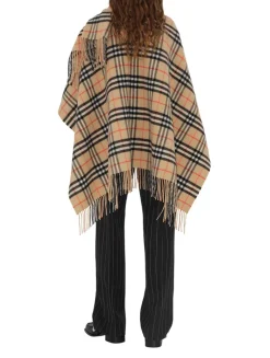 Check Wool Cashmere Cape