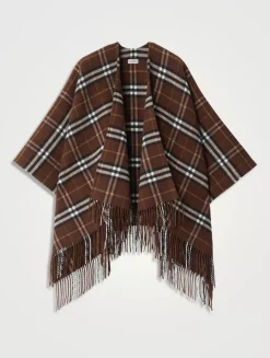 Check Wool Cashmere Cape