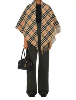 Check Wool Cashmere Cape