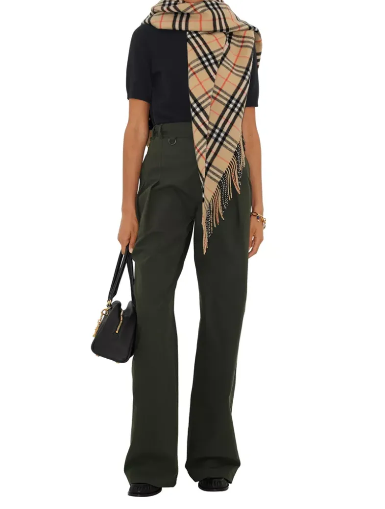 Check Wool Cashmere Cape