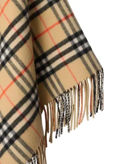 Check Wool Cashmere Cape