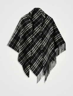 Check Wool Cashmere Cape