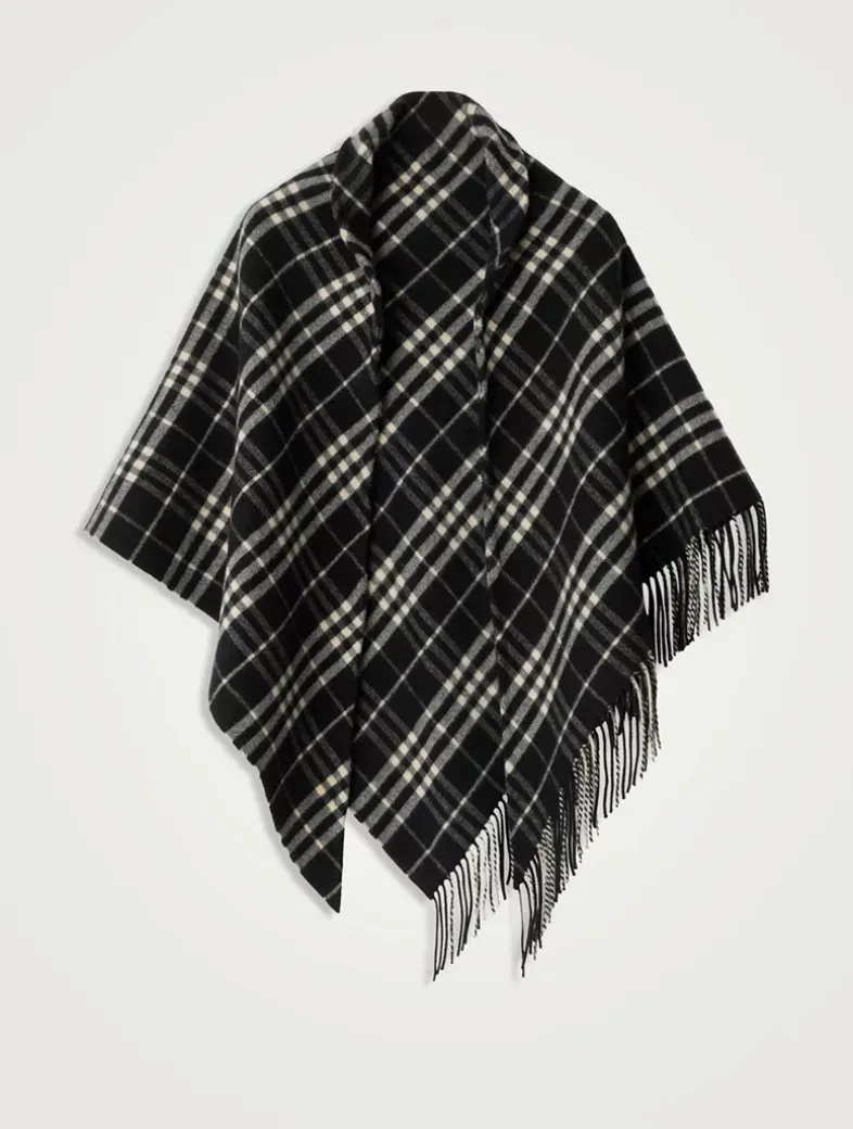 Check Wool Cashmere Cape