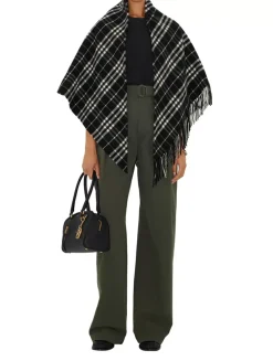 Check Wool Cashmere Cape