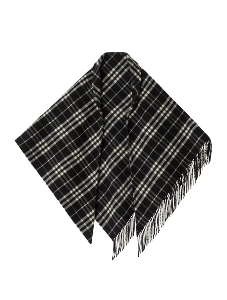 Check Wool Cashmere Cape