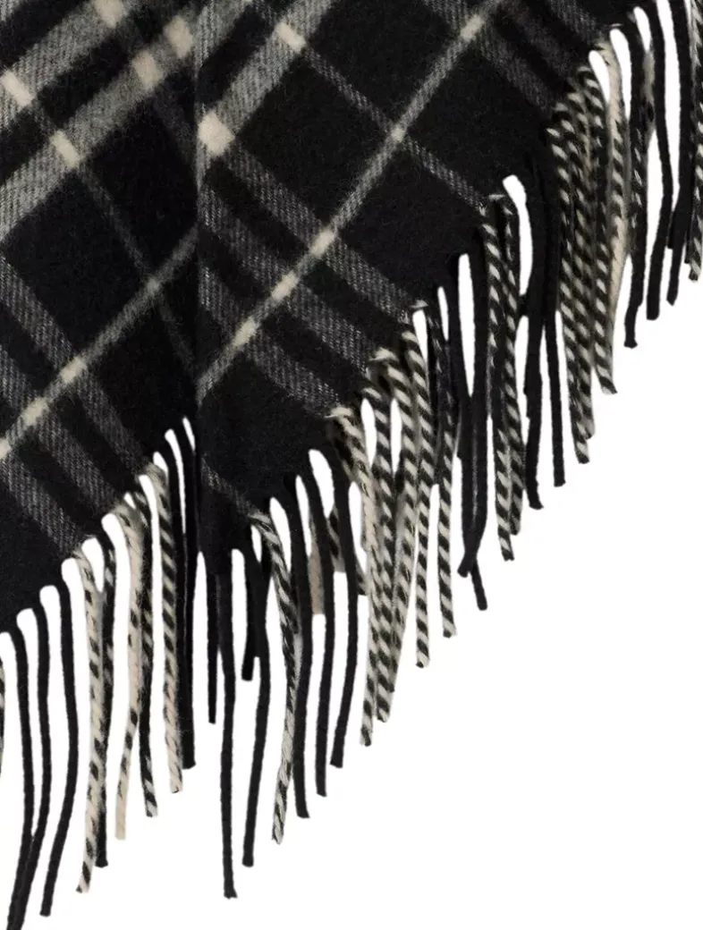 Check Wool Cashmere Cape